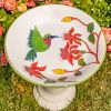 Short Porcelain Birdbath with Hand Painted Patterns