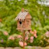 Country Style Iron Birdhouse Stake with Varying House Shapes