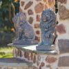 "Harold & Leo": Pair of Lion Sentry Statues with Fleur-De-Lis