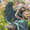 "Nicole Alyse": Magnesium Angel Statue Sitting on Pillar