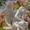 "Nicole Alyse": Magnesium Angel Statue Sitting on Pillar