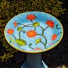 Short Porcelain Birdbath with Hand Painted Patterns