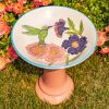 Short Porcelain Birdbath with Hand Painted Patterns