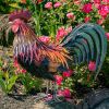 28" Tall Painted Iron Rooster Decoration