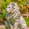 "Harold & Leo": Pair of Lion Sentry Statues with Fleur-De-Lis