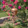 Antique Copper Finished Iron Birdhouse Stake, Varying Roofs