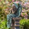 "Nicole Alyse": Magnesium Angel Statue Sitting on Pillar