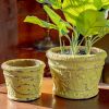 Set of 2 Tuscan Style Round Ceramic Flower Pots