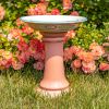 Short Porcelain Birdbath with Hand Painted Patterns