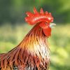 28" Tall Painted Iron Rooster Decoration