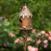 Country Style Iron Birdhouse Stake with Varying House Shapes