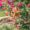 Antique Copper Finished Iron Birdhouse Stake, Varying Roofs