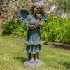"Kaileigh" the Magnesium Angel Statue Holding Dog