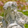 "Nicole" the Magnesium Angel Statue Holding Cat