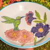 Short Porcelain Birdbath with Hand Painted Patterns
