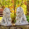 "Harold & Leo": Pair of Lion Sentry Statues with Fleur-De-Lis