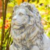 "Harold & Leo": Pair of Lion Sentry Statues with Fleur-De-Lis