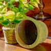 Set of 2 Tuscan Style Round Ceramic Flower Pots