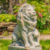 "Harold & Leo": Pair of Lion Sentry Statues with Fleur-De-Lis